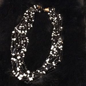 Black and white beaded choker 16 inches long